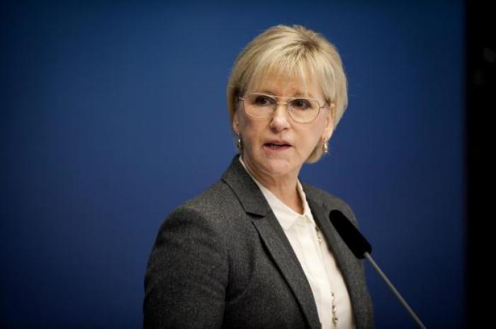 Sweden's Foreign Minister Margot Wallstrom attends a news conference at the Rosenbad government building in Stockholm October 30, 2014.