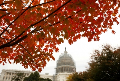 The dome of the U.S. Capitol is seen behind autumn leaves in Washington, November 5, 2014. Republicans rode a wave of voter discontent to seize control of the Senate, dealing a punishing blow to President Barack Obama that will limit his legislative agenda for his last two years in office.
