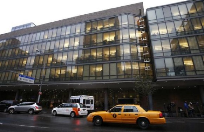 An exterior view of Bellevue Hospital in New York City, October 23, 2014.