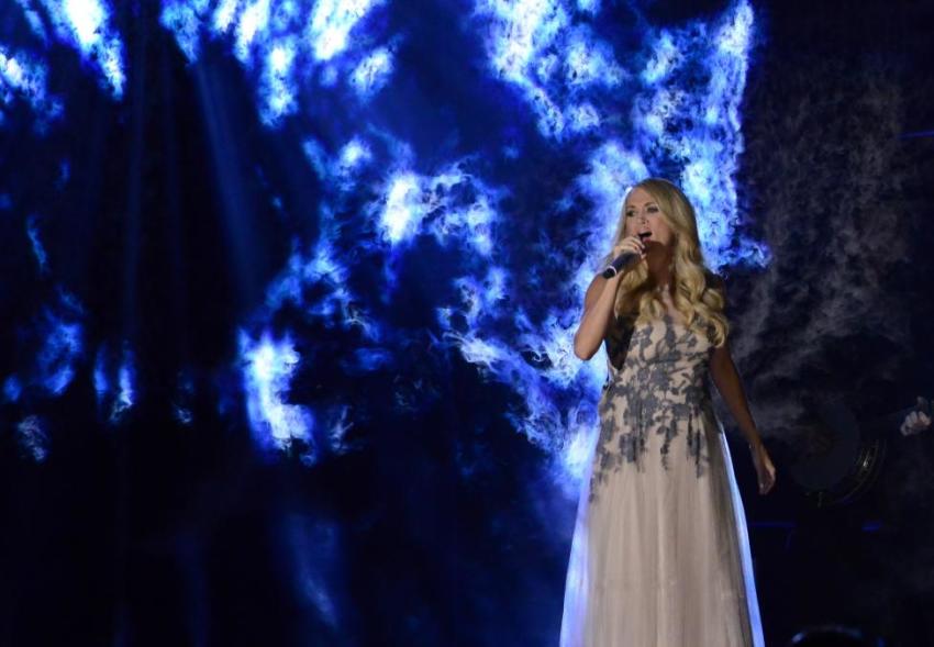 Carrie Underwood performs "Something in the Water" during the 48th Country Music Association Awards in Nashville, Tennessee November 5, 2014.