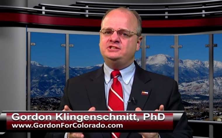 Gordon Klingenschmitt after winning the primary election against three other Republican challengers.