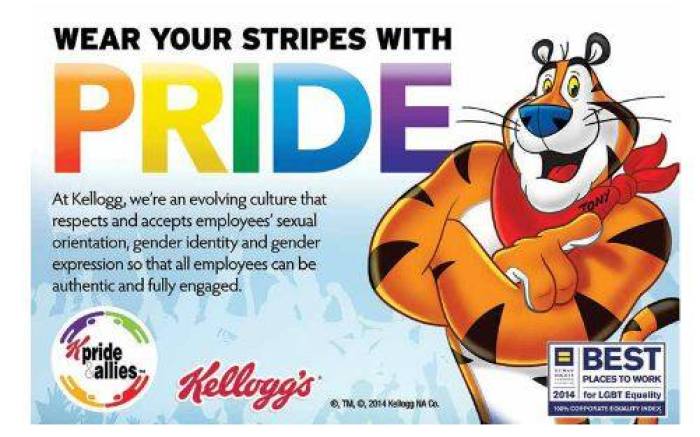 Kellogg's advertisement in the pride guide for Atlanta's gay pride march.