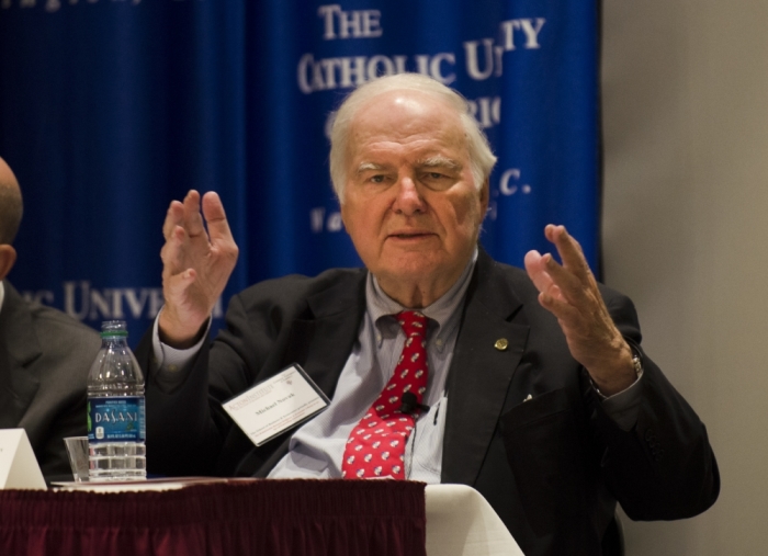 Michael Novak, Visiting Professor and Trustee, Ave Maria University, speaking at The Acton Institute's conference, 'The Relationship between Religious and Economic Liberty in an Age of Expanding Government,' Catholic University of America, Washington, D.C., Nov. 10, 2014.