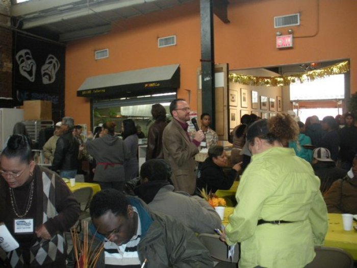 Real Life Church NYC will host it's fifth annual Thanksgiving dinner in the Bronx, New York, on November 27, 2014. Pastor Reggie Stutzman is seen in this undated photo with volunteers who helped serve Thanksgiving meals to members of the community.