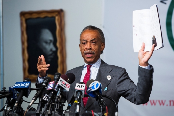 Al Sharpton speaks at the National Action Network about tensions leading up to a grand jury decision in Ferguson, Missouri, and allegations of tax issues published in local media in New York, November 19, 2014.