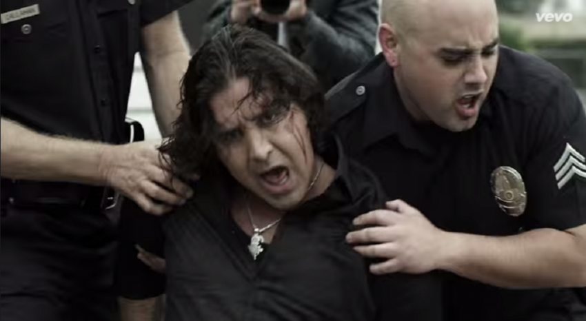 Art seems to imitate life in a scene from the music video for Scott Stapp's