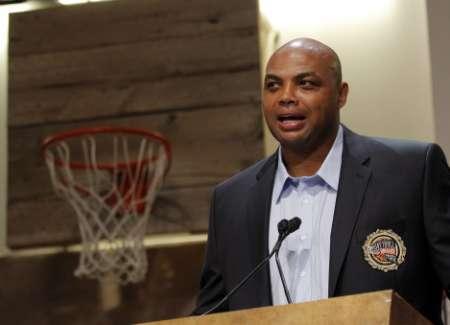 Charles Barkley, representing the 1992 United States Olympic "Dream Team" in the Basketball Hall of Fame class of 2010, speaks during the enshrinement news conference at the Naismith Memorial Basketball Hall of Fame in Springfield, Massachusetts August 13, 2010.