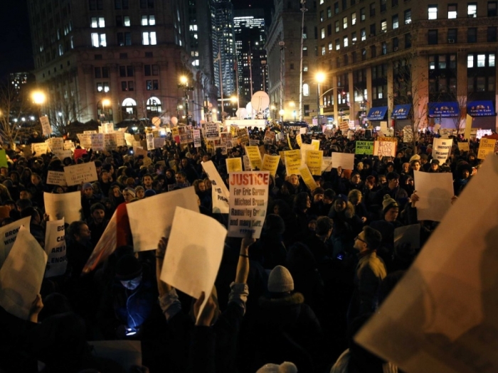 Protesters gather in Foley Square in lower Manhattan in New York City demanding justice for the death of Eric Garner December 4, 2014.