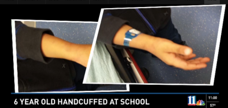 A 6-yeat-old student at Pine Ridge Elementary School in Stone Mountain, Georgia, was handcuffed the by a campus police officer on Friday, December, 5, 2014.