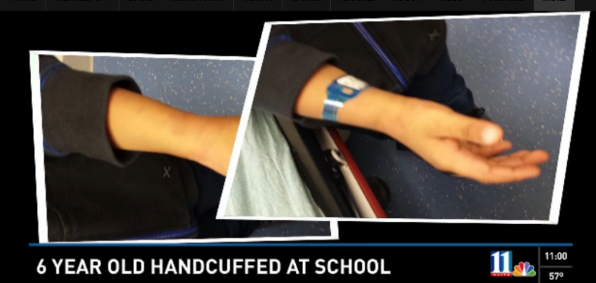 A 6-yeat-old student at Pine Ridge Elementary School in Stone Mountain, Georgia, was handcuffed the by a campus police officer on Friday, December, 5, 2014.