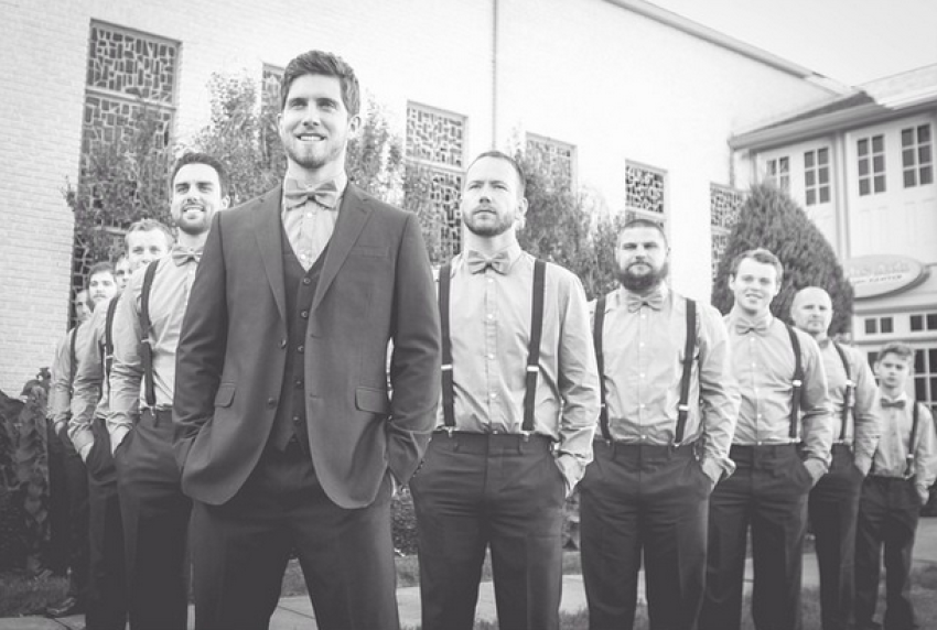 Ben Seewald and groomsmen in a newly released wedding photo.
