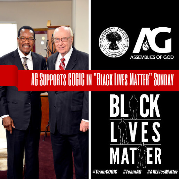 Charles E. Blake, presiding bishop of the Church of God in Christ, and George O. Wood, general superintendent of the Assemblies of God, have jointly called for Dec. 14, 2014, to be 'Black Lives Matter Sunday,' in light of the deaths of Michael Brown and Eric Garner during police confrontations.