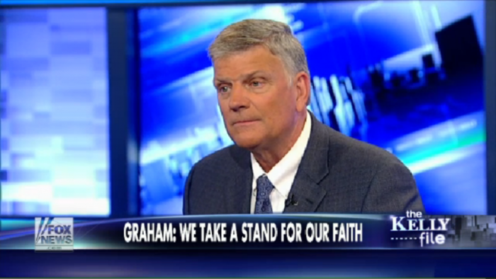 The Rev. Franklin Graham speaks to Fox News host Megyn Kelly about cases of Christian persecution throughout the world in a segment on 'The Kelly File' Thursday, December 11, 2014.