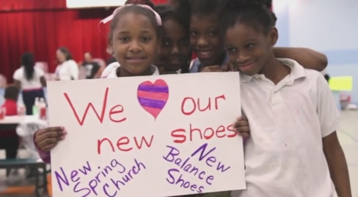 Elementary students thank NewSpring Church for their new shoes