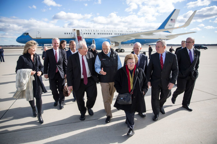 Alan Gross (centre, in vest) walks across the airport tarmac accompanied by (L-R) Rep. Chris Van Hollen (2nd L), Senator Carl Levin, Senator Barbara Mikulsky, Senator Ben Cardin and Senator Dick Durbin (2nd R) on his arrival at Joint Base Andrews, Maryland. in this December 17, 2014 White House handout photo. The United States and Cuba agreed on Wednesday to restore diplomatic ties that Washington severed more than 50 years ago, and President Barack Obama called for an end to the long economic embargo against its old Cold War enemy. Gross spent 5 years as a prisoner in Cuba.