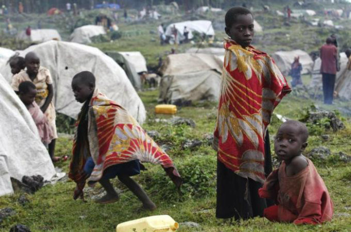 Displaced children in the Democratic Republic of Congo are seen in this file photo.