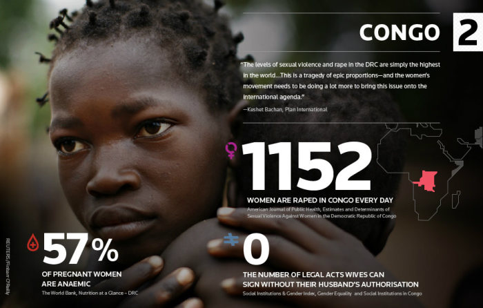 This graphic published in 2011 cites levels of sexual violence against women in the Democratic Republic of Congo.