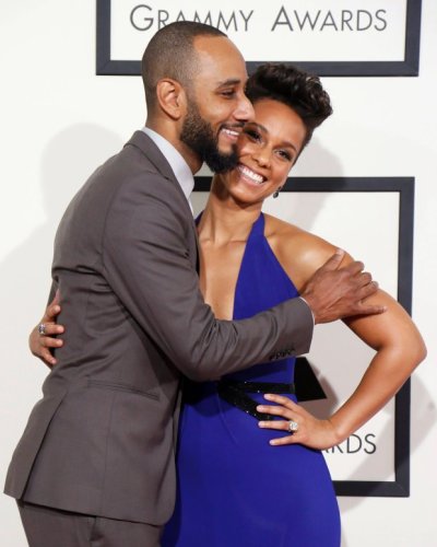Alicia Keys and Swizz Beats seen in this undated photo at the Grammy Awards.