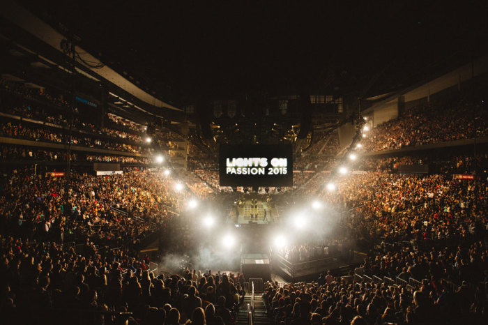 Over 20,000 university students and leaders from around the world converged in downtown Atlanta, Georgia, Friday, January 2, 2015, to kick off the Passion 2015 conference.