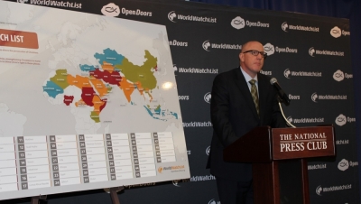 David Curry, president and CEO of Open Doors USA, giving remarks at the release of the 2015 World Watch List at the Edward R. Murrow Room in the National Press Building in Washington, DC, on Wednesday, January 7, 2015.