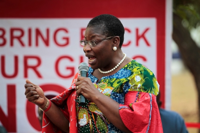 Obiageli Ezekwesili, strategic team leader of the #BringBackOurGirls campaign group, speaks during the closing session of a meeting to review efforts to recover the abducted Chibok girls organised by the Chibok Community Association in collaboration with the #BringBackOurGirls group, in Abuja, Nigeria, January 1, 2015. Parents of 200 Nigerian schoolgirls kidnapped by Islamist Boko Haram rebels in April said they were appealing directly to the United Nations for help after losing hope that the Nigerian government would rescue them. Picture taken January 1, 2015.