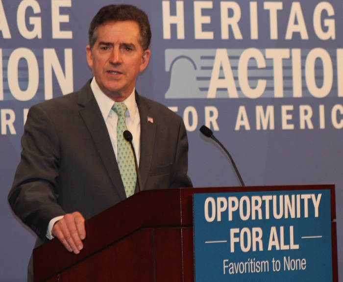 Jim DeMint, former member of the United States Congress and president of the Heritage Foundation, gives remarks at the Conservative Policy Summit in Washington, D.C. on Tuesday, January 13, 2015.