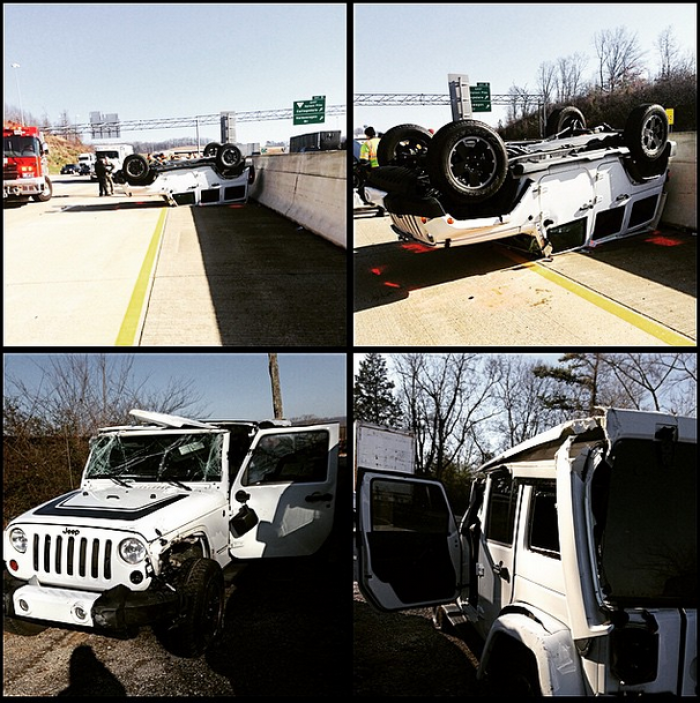 Maci Bookout's Jeep after a serious accident.
