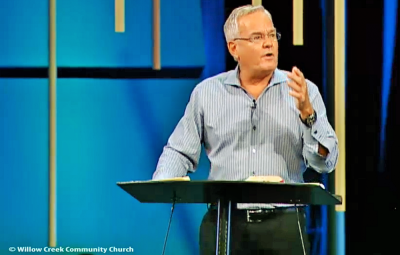 Pastor Bill Hybels speaks about Dr. Martin Luther King Jr. during his sermon at Willow Creek Community Church in South Barrington, Illinois, on January 18, 2015.