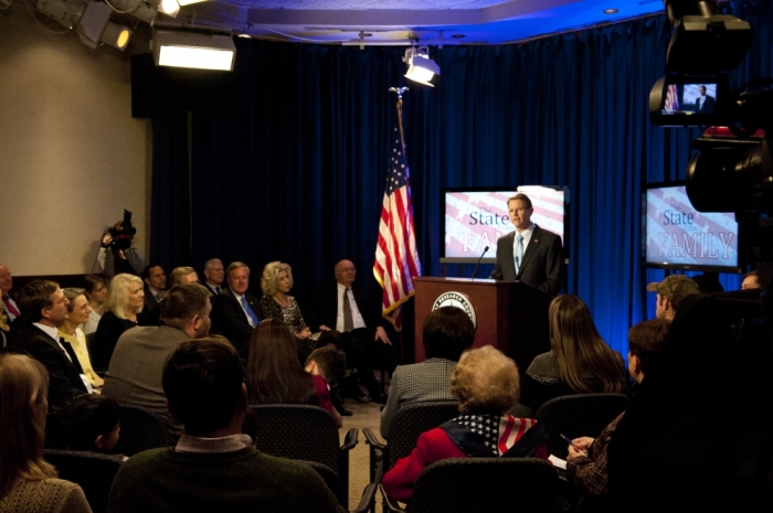 Tony Perkins, president of Family Research Council, delivering his 'State of the Family' address at FRC headquarters, Washington, D.C., Jan. 19, 2015.