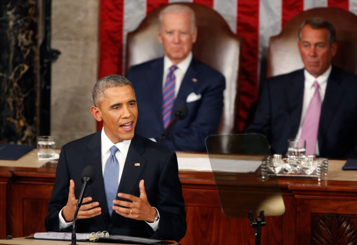 U.S. President Barack Obama delivers his State of the Union address to a joint session of the U.S. Congress on Capitol Hill in Washington, January 20, 2015.