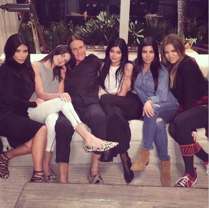Bruce Jenner is joined by daughters Kendall and Kylie and stepdaughters Kim, Khloe, and Kourtney