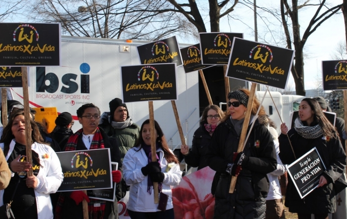 Hispanic demonstrators in attendance at the 2015 March for Life in Washington, DC.