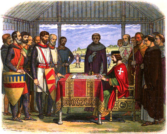A 19th century artist's rendering of the signing of the Magna Carta on June 15, 1215.
