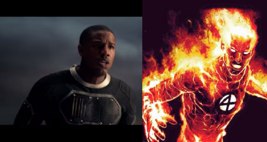 Actor Michael B. Jordan (l) as Johnny Storm aka 'The Human Torch' in the upcoming 'Fantastic Four' film set for release August 7, 2015.