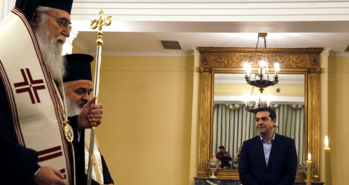 Greek Prime Minister Alexis Tsipras being sworn in on Jan. 26, 2015.