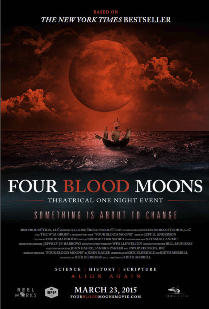 'Four Blood Moons,' based on Texas megachurch pastor John Hagee's book of the same name, was expected to be in theaters beginning March 25, 2015.