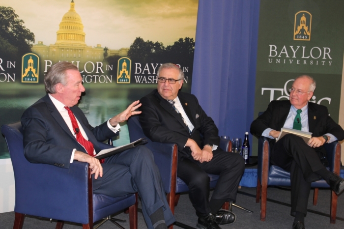 The Presidents of Baylor University, Yeshiva University and Catholic University of America discuss the role that faith-based universities play in today's society during a discussion on the state of higher education at the National Press Club in Washington D.C. on Feb. 4, 2015.