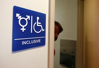 A gender-neutral bathroom is seen at the University of California, Irvine in Irvine, California, September 30, 2014. The University of California will designate gender-neutral restrooms at its 10 campuses to accommodate transgender students — a move that may be the first of its kind for a system of colleges in the United States.