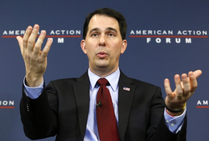 Wisconsin Governor Scott Walker (R-WI) participates in a panel discussion at the American Action Forum in Washington January 30, 2015.
