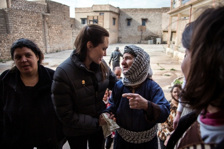Angelina Jolie with displaced Iraqi Christians