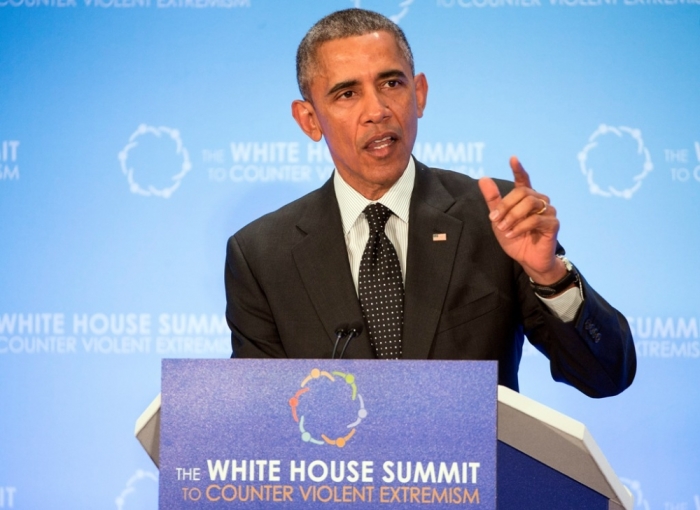 U.S. President Barack Obama speaks during the White House Summit on Countering Violent Extremism at the State Department in Washington, February 19, 2015.