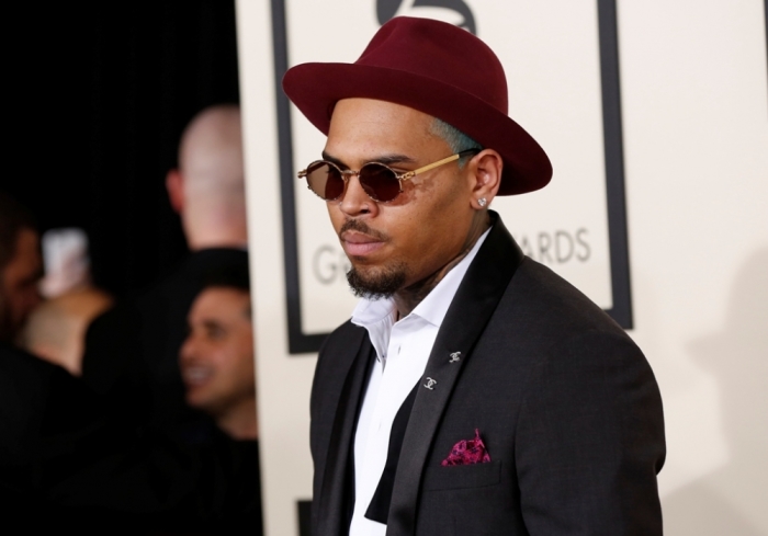 Singer Chris Brown arrives at the 57th annual Grammy Awards in Los Angeles, California, February 8, 2015.