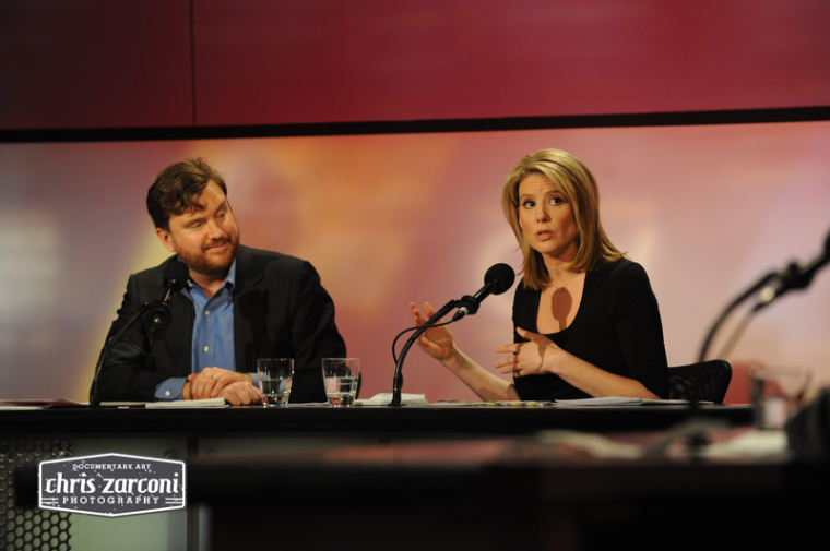 Intelligence Squared debate, 'Liberals are Stifling Intellectual Diversity on Campus,' at George Washington University, Washington, DC, Feb. 24, 2015. Greg Lukianoff, president of Foundation for Individual Rights in Education, and Kirsten Powers, USA Today columnist and Fox News contributor.