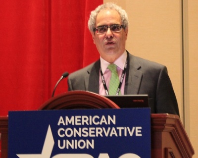 Charlie Gerow, member of the board of directors at the American Conservative Union, moderating a panel on immigration at the 2015 Conservative Political Action Conference at the Gaylord National Resort and Convention Center in National Harbor, Maryland on Thursday, February 26.