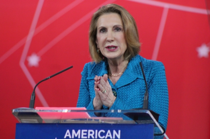 Carly Fiorina, former CEO of Hewlett-Packard and a potential 2016 Republican presidential candidate, speaks at the Conservative Political Action Conference, National Harbor, Maryland, February 26, 2015.