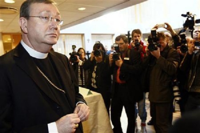 Norwegian Catholic Bishop Bernt Eidsvig attends a news conference in Oslo April 9, 2010.