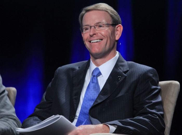 Tony Perkins, president of the Family Research Council, moderates a panel discussion titled, 'Defending Free Speech: Our First Amendment Freedoms,' featuring Alan Robertson of 'Duck Dynasty,' David and Jason Benham and Charles McVety, president of Canada Christian College, at the National Religious Broadcasters' international Christian media convention held in Nashville, Tennessee, on February 26, 2015.