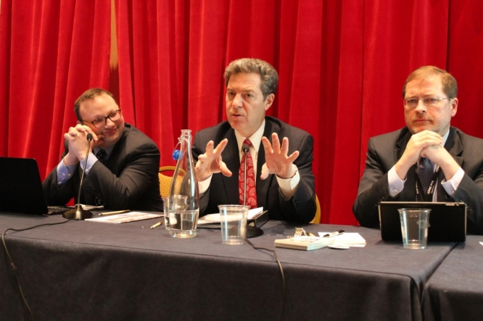 Kansas Republican Gov. Sam Brownback speaks on a criminal justice reform panel at the Conservative Political Action Conference at the Gaylord National Convention Center in National Harbor, Maryland, on February 27, 2015.