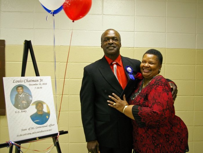 Pastor Louis Chatman Jr. (L) of New Elam Baptist Church in Montgomery, Alabama, and his wife, Callie.
