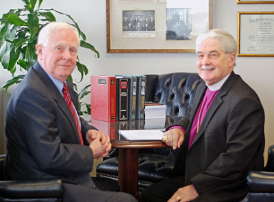 Attorney Shelby Sharpe (left) and Diocese of Fort Worth Bishop Jack L. Iker (left)